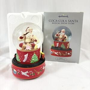 Vintage 2001 Hallmark Coca-Cola Santa Musical Snow Globe w/ Moving Train in Box